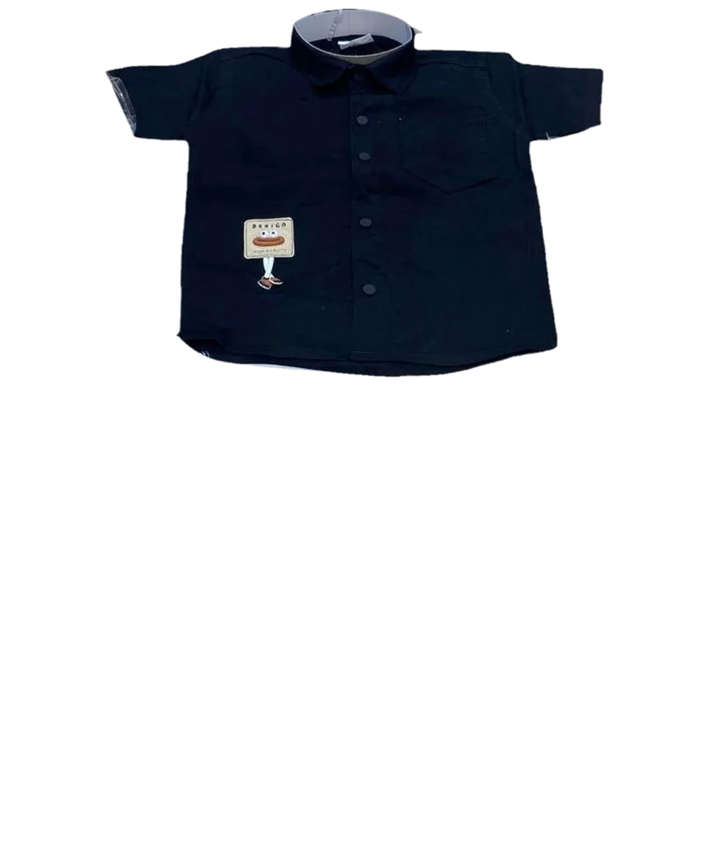 Kids Cartoon Patch Shirt & Shorts Set on a hanger