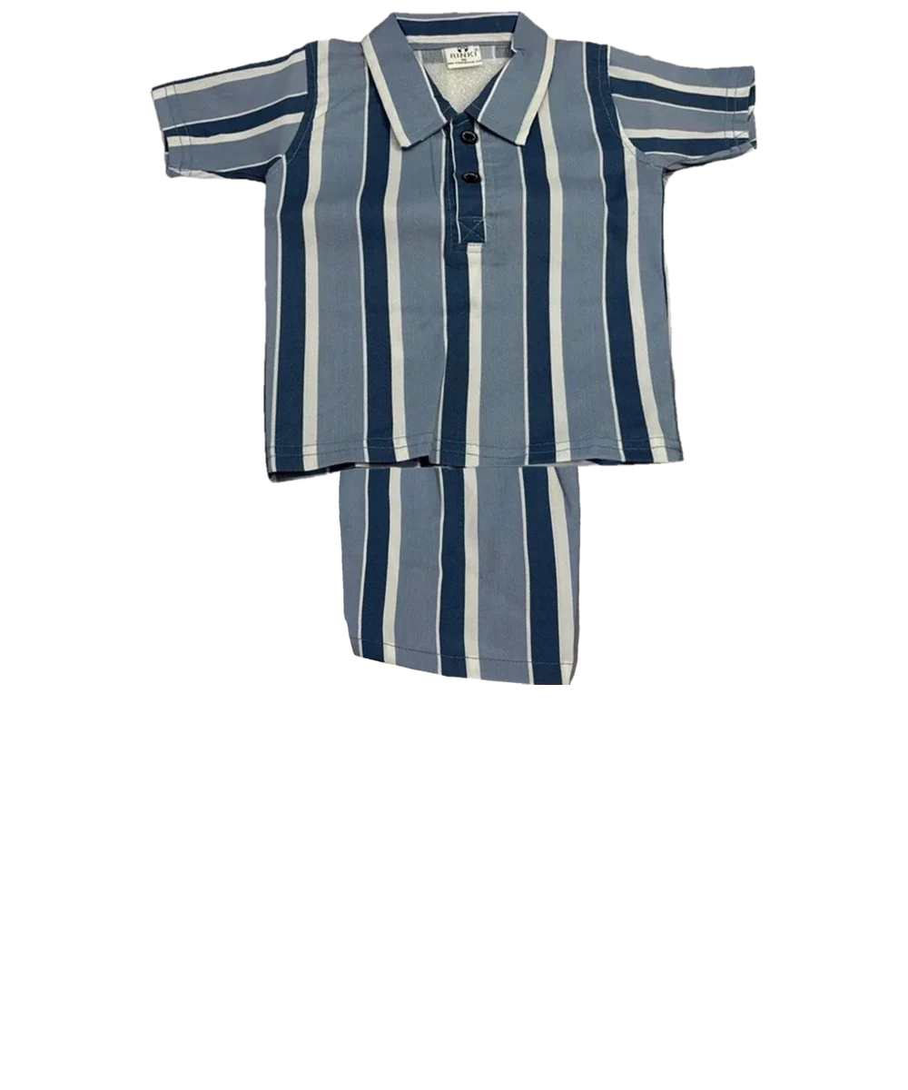 Kids Striped Shirt & Shorts Set on a hanger
