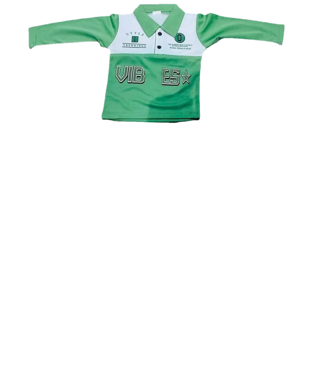 Kids Full-Sleeve Polo T-Shirt & Pant Set on a hanger