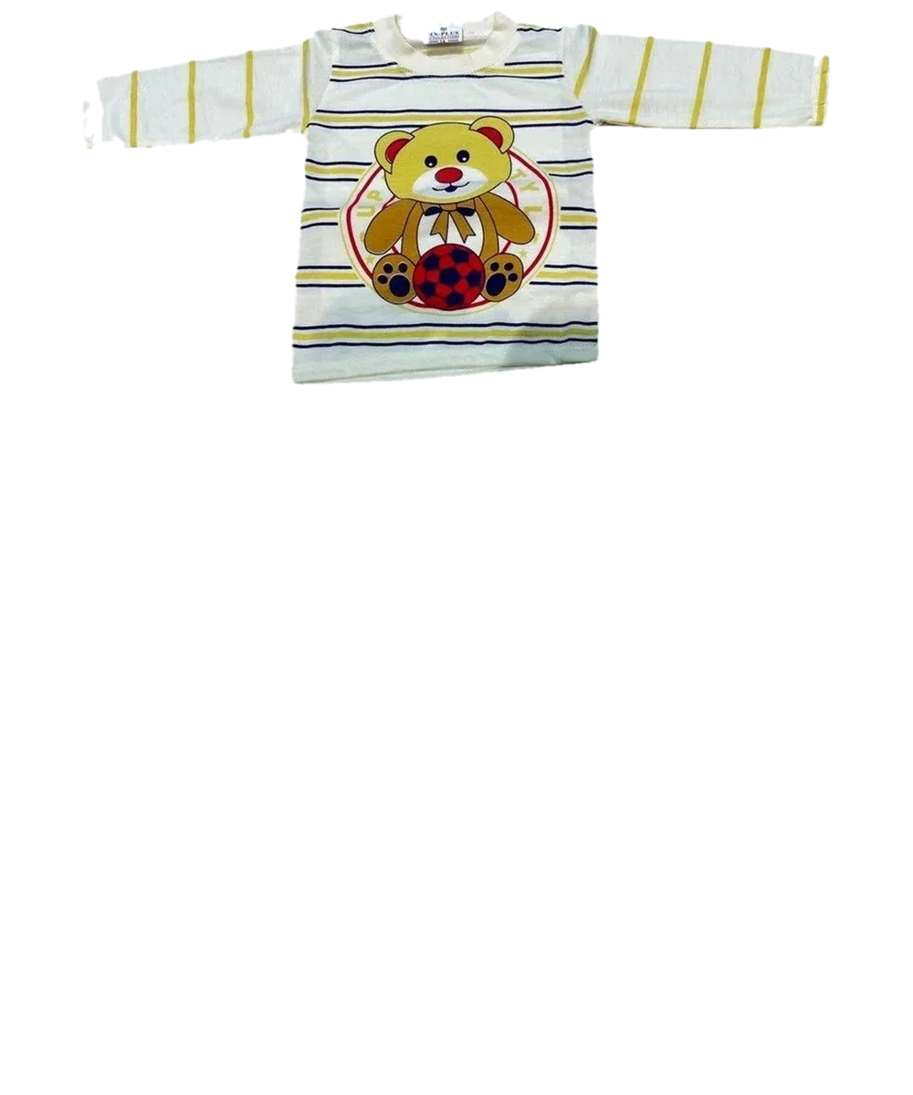Kids Teddy Stripe T-Shirt & Pant Set on a hanger