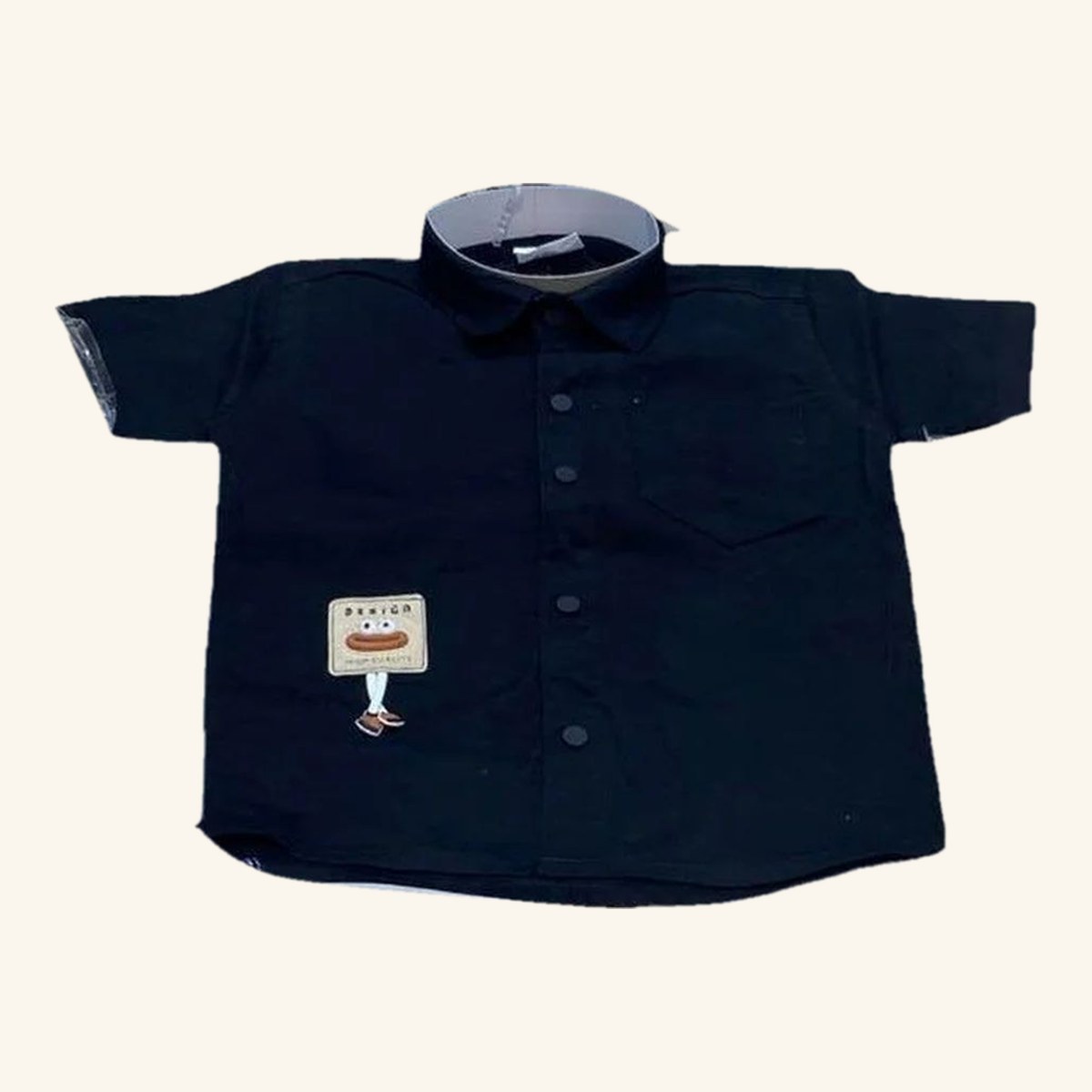 Kids Cartoon Patch Shirt & Shorts Set, front
