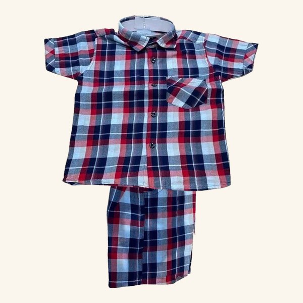 Kids Shepherd Check Shirt & Shorts Set, front