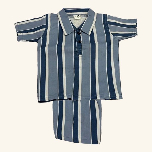 Kids Striped Shirt & Shorts Set, front