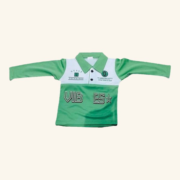 Kids Full-Sleeve Polo T-Shirt & Pant Set, front